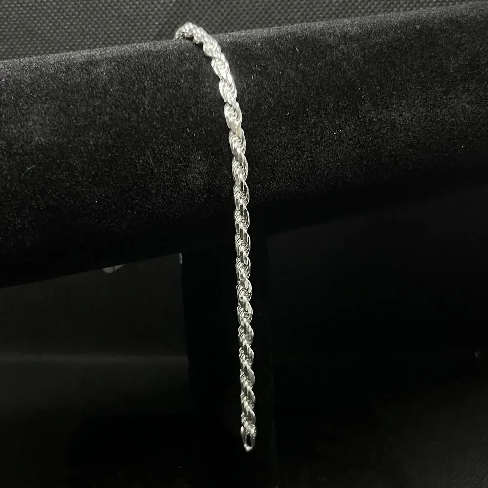 Esclava De Plata 925 Con Diseño Rope,Rope Design Silver Bracelet